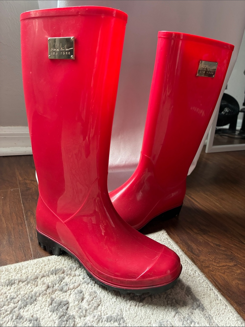 Nicole Miller Glossy Red Tall Rain Boots